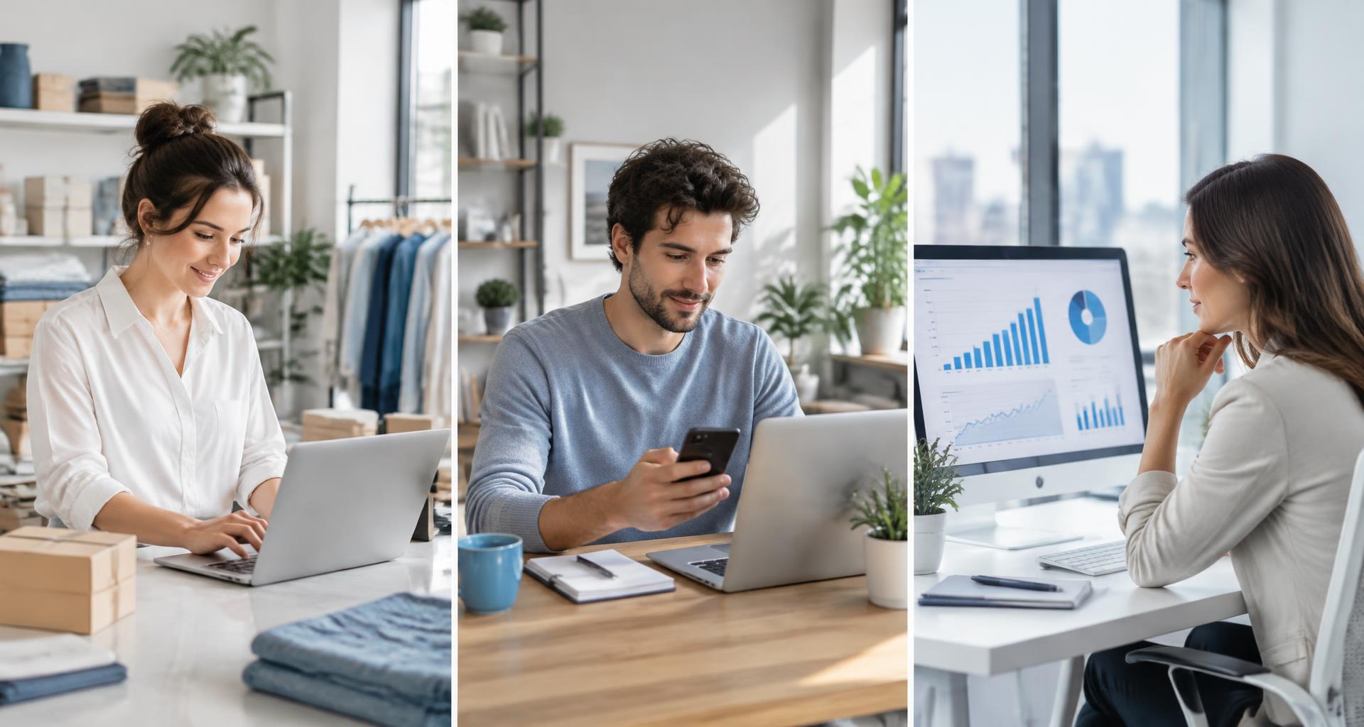 Small business owner managing orders